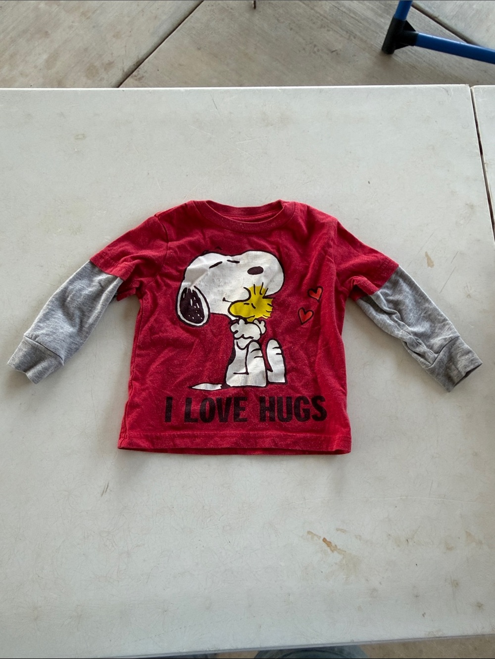 Peanuts Red & Gray 'I Love Hugs' Snoopy Layered-Look Long Sleeve Tee